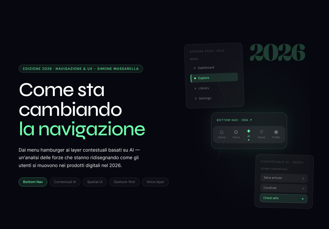 UX Trends 2026 - Navigazione siti moderni UX Trends 2026 - Navigazione siti moderni